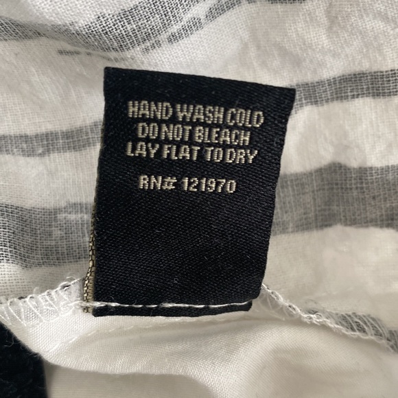 Unique Black and White Striped Asymmetrical Linen Blend Cropped Top - Picture 8 of 10